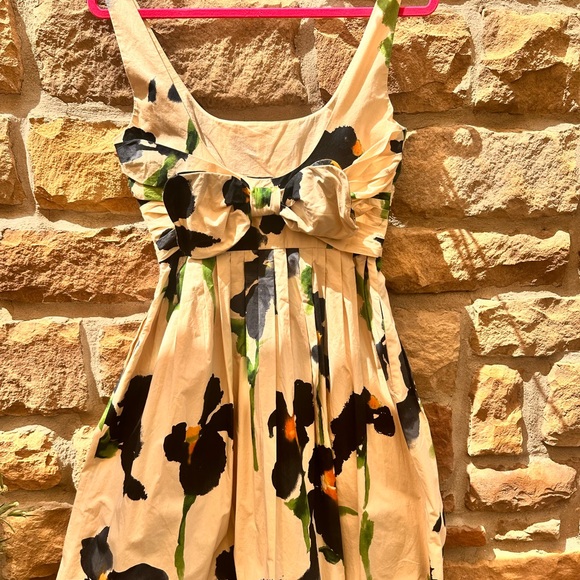 Moschino sleeveless cotton dress with flowers, with bow tie on the back - Picture 4 of 9